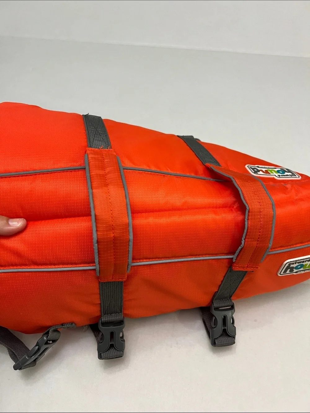 Outward Hound High-Visibility Orange & Gray Dog Life Jacket with Grab Handle L